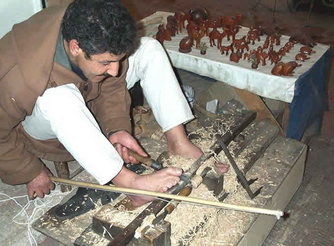 Bow lathe turner in Marrakesh