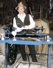 Stuart at a Victorian treadle lathe